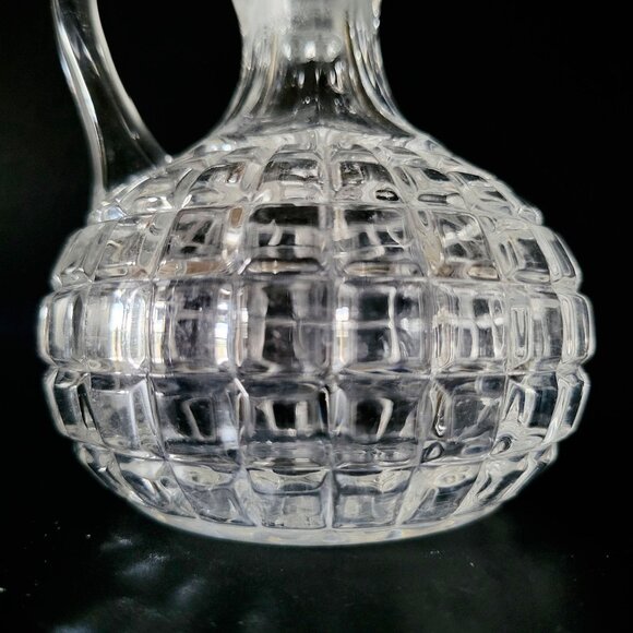 Vintage Duncan & Miller Block Pattern Glass Cruet With Mismatched Stopper - Picture 2 of 8